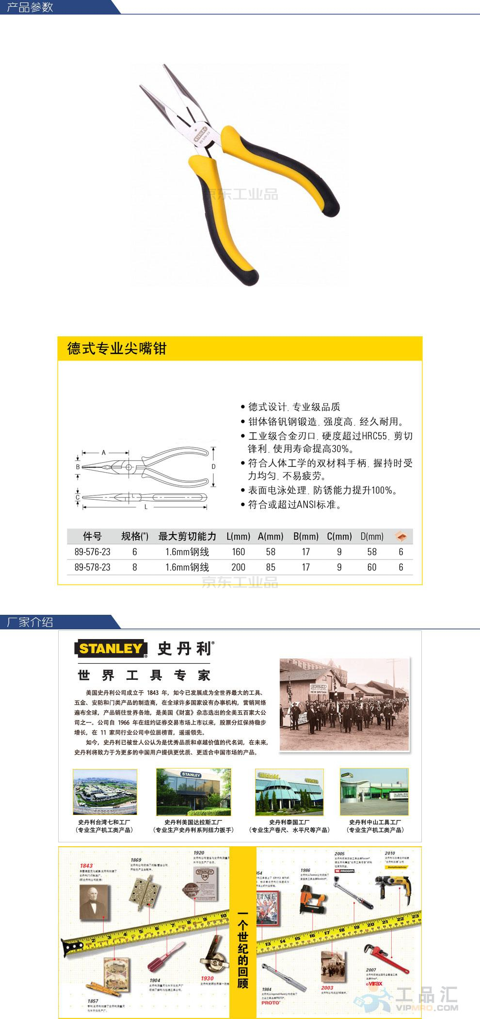 史丹利 德式专业尖嘴钳6