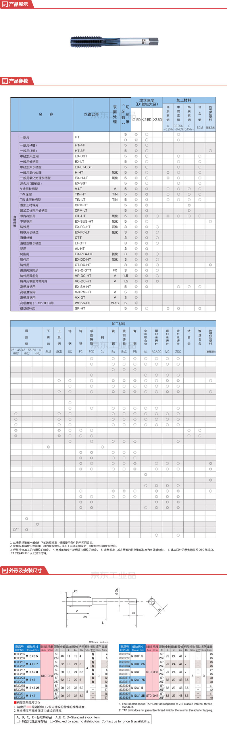 欧士机(OSG) 高硬度钢用直槽丝锥；V-XPM-HT-M6X1 5P-XPM-STD批发采购