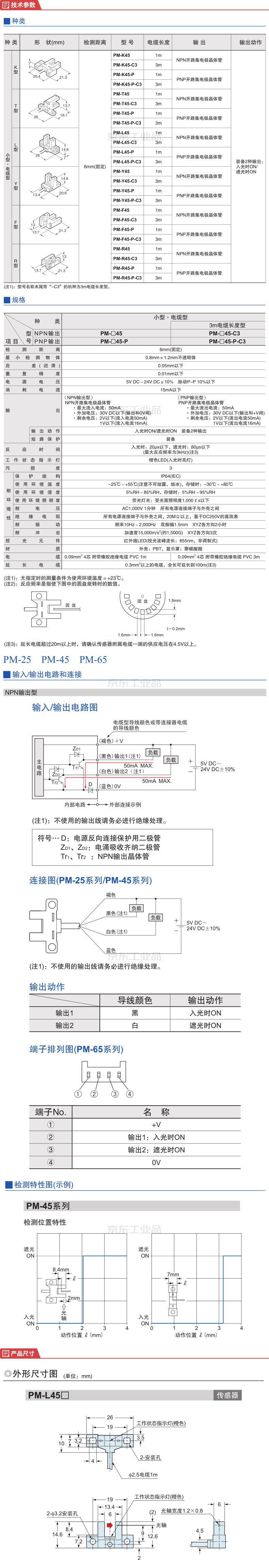 松下(Panasonic) 放大器内置・U型微型光电传感器；PM-L45批发采购/价格