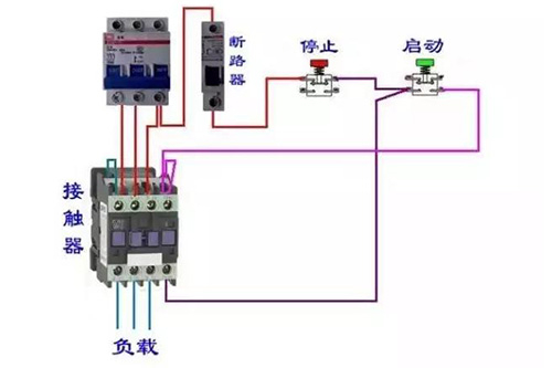 断路器和交流接触器实物接线图